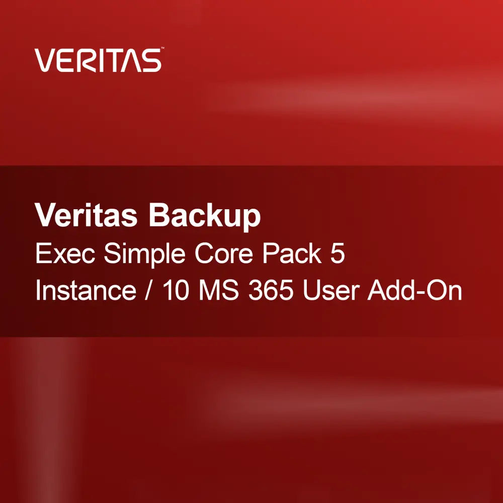 Paquete Básico Simple Veritas Backup Exec 5 Instancias / Complemento para 10 Usuarios MS 365